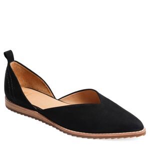 NWOB Bill Blass Sybil Suede Ballet Flats pointy Toe Leather Upper Sz 8.5 black